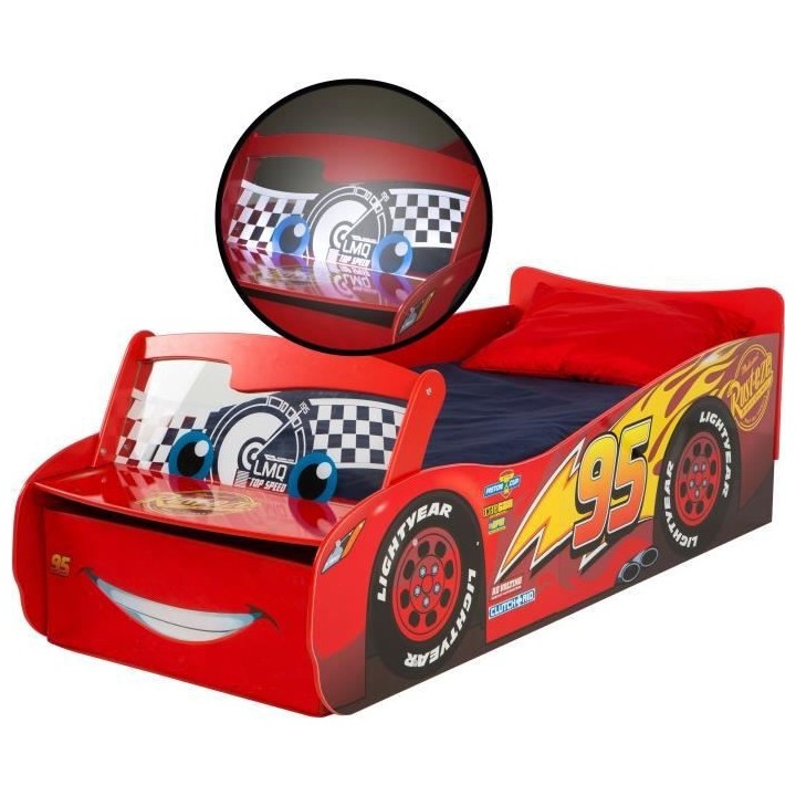 Disney Cars Lit pour garçons Flash McQueen avec rangement et pare-bri