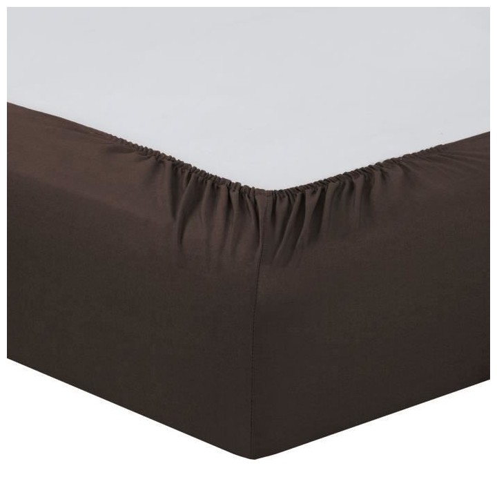 Vision - Drap housse Chocolat - 140x190cm - 100% coton
