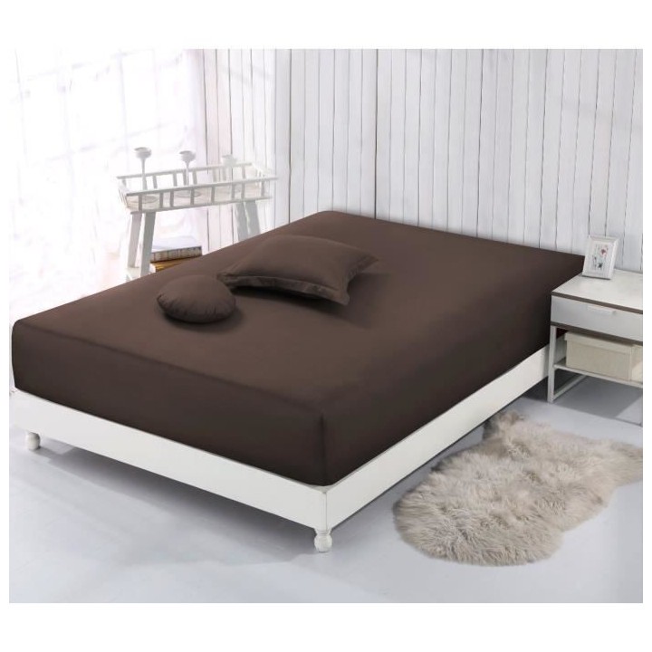 Vision - Drap housse Chocolat - 140x190cm - 100% coton