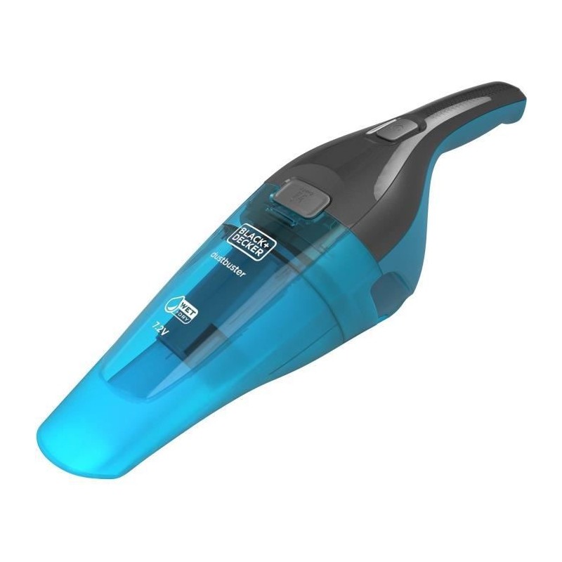 BLACK+DECKER - WDC215WA-QW - Dustbuster Lithium Eau et poussiere 7,2V - Aspirateur a main sans fil - Indicateur LED - Bleu