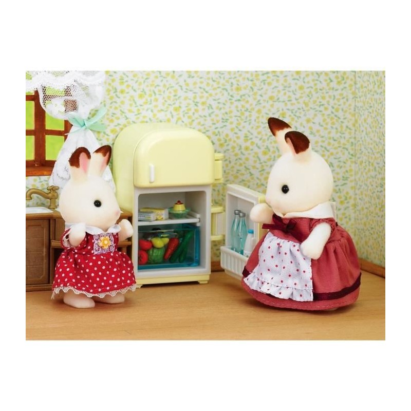 SYLVANIAN FAMILIES - 5014 - La maman lapin chocolat et réfrigérateur - Le village