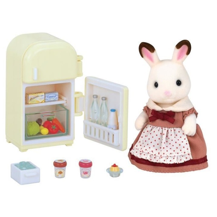 SYLVANIAN FAMILIES - 5014 - La maman lapin chocolat et réfrigérateur