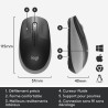 Souris sans fil - Logitech - M190 ergonomique - Gris