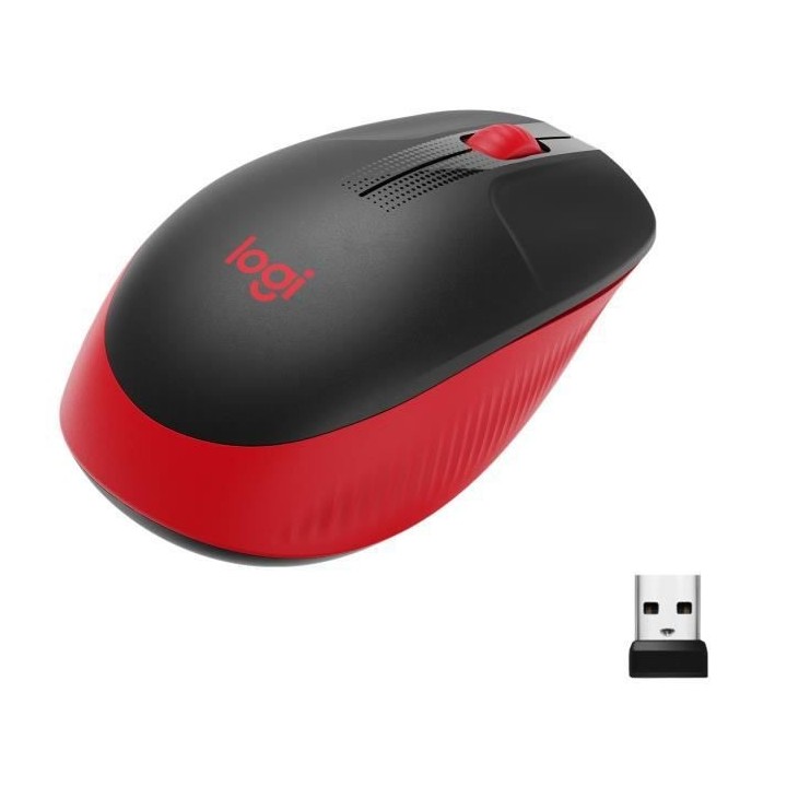 Souris sans fil - Logitech - M190 - ergonomique - Rouge