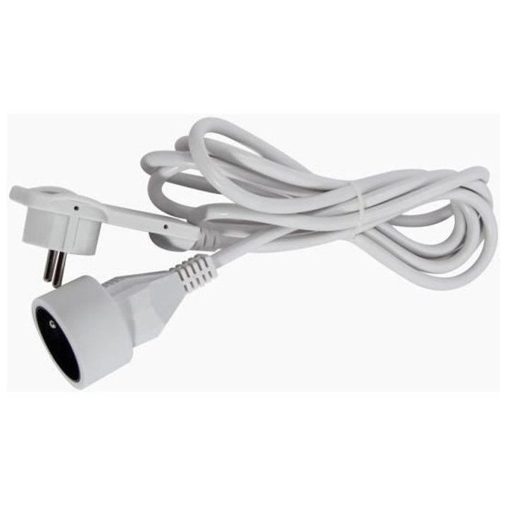 CHACON Rallonge électrique 3m avec fiche plate blanc