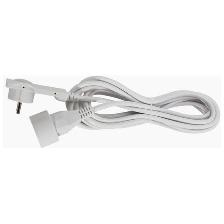 CHACON Rallonge électrique 5m avec fiche plate blanc