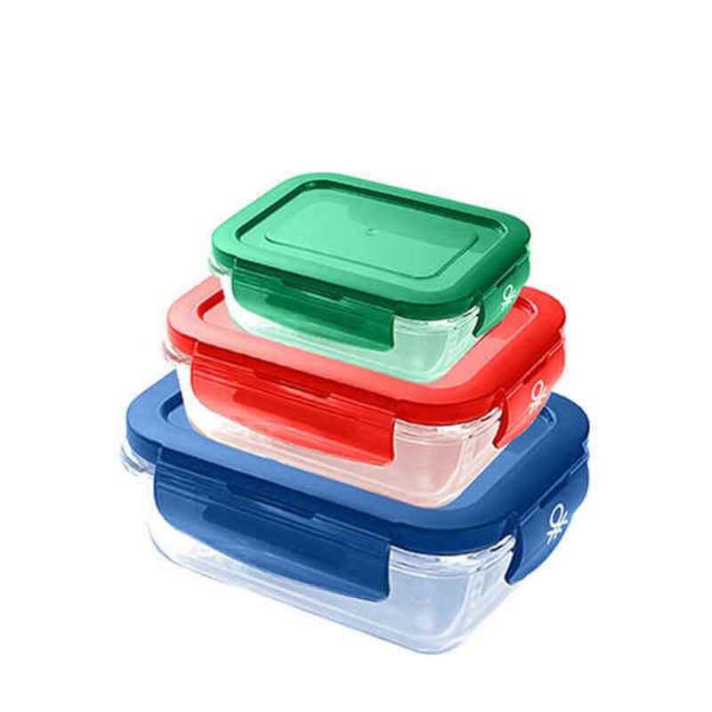 Ensemble de Boîtes à Lunch Benetton Verre Borosilicaté (3 pcs)