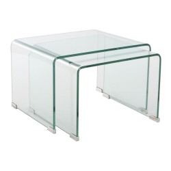 Jeu de 2 tables DKD Home Decor 48 x 45 x 31,5 cm Verre Transparent Plastique