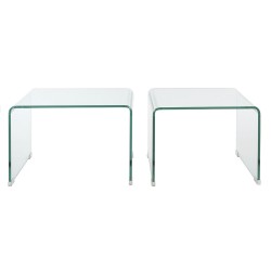 Jeu de 2 tables DKD Home Decor 48 x 45 x 31,5 cm Verre Transparent Plastique