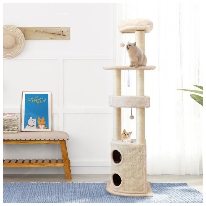 Arbre a chat ISIDORE 54x 45 x 194 cm - Creme