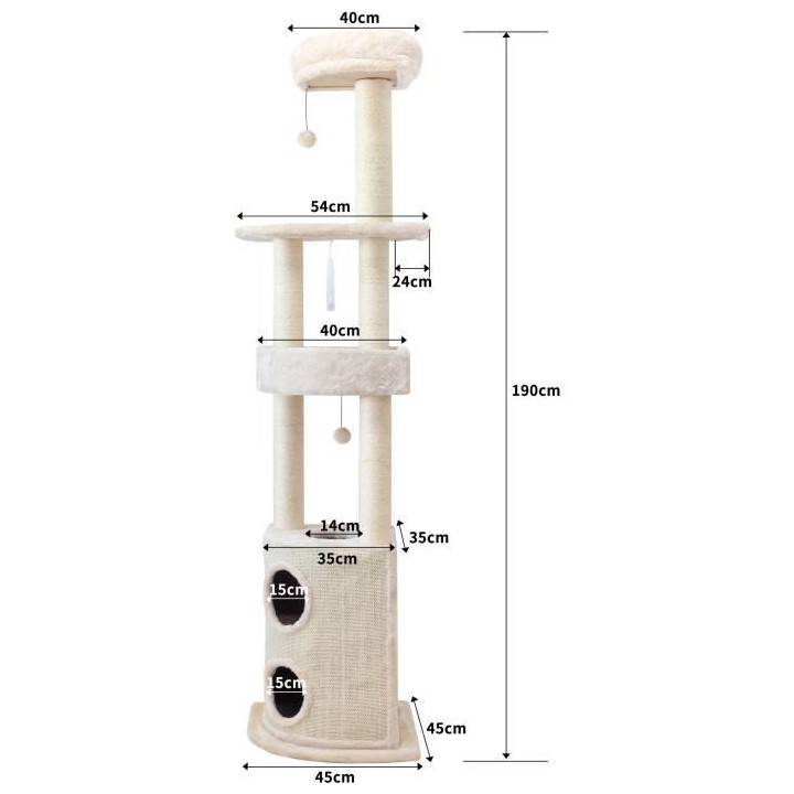Arbre a chat ISIDORE 54x 45 x 194 cm - Creme