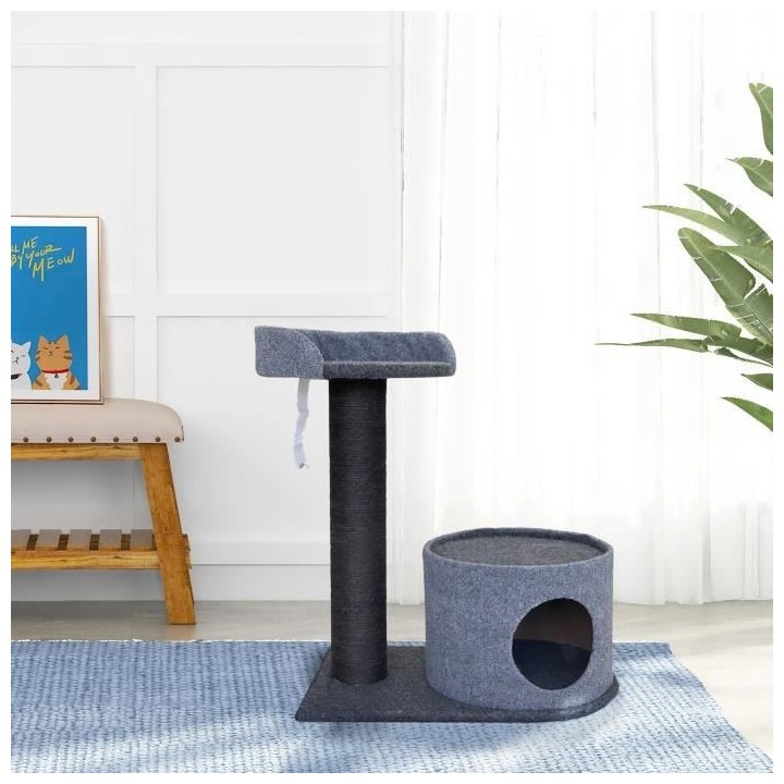 Arbre a chat TOBBY - 65 x 55 x 35cm - Gris&Noir