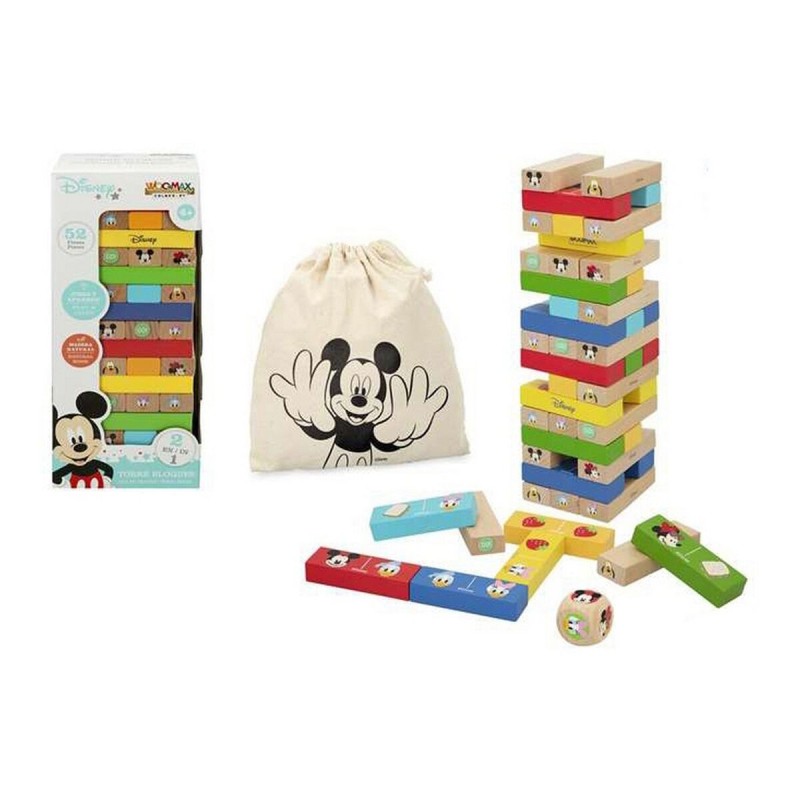 Blocs Empilables Disney Mickey 52 Pièces Bois Plastique