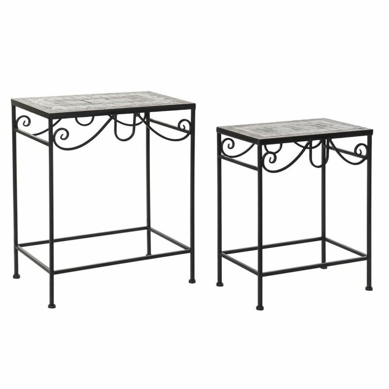 Jeu de 2 tables DKD Home Decor Noir Céramique Forge 48 x 30 x 58 cm (2 Unités)  