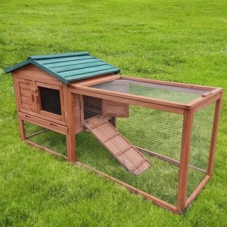 Clapier a lapin POMPON - Espace extérieur - 156x52x68cm - Abri Bois d