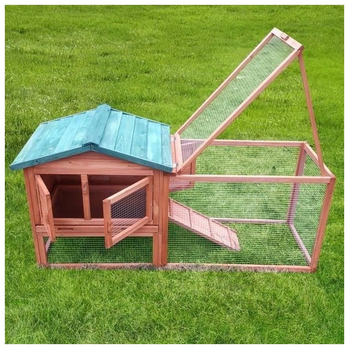 Clapier a lapin POMPON - Espace extérieur - 156x52x68cm - Abri Bois d