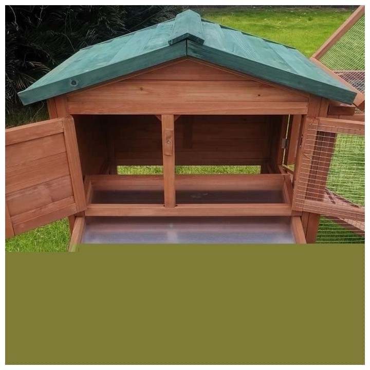 Clapier a lapin POMPON - Espace extérieur - 156x52x68cm - Abri Bois d