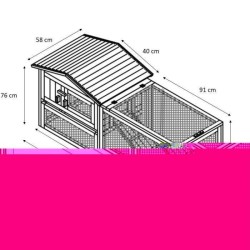 Clapier a lapin POMPON - Espace extérieur - 156x52x68cm - Abri Bois d'épicéa