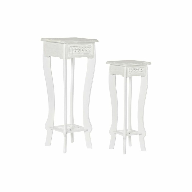 Set de 2 Tables Gigognes DKD Home Decor Bois MDF Blanc (2 pcs) (30 x 30 x 76 cm)