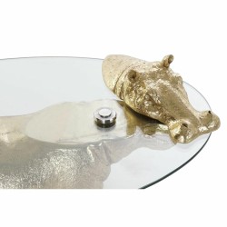 Table d'appoint DKD Home Decor 80 x 50 x 37 cm Verre Doré Transparent Résine