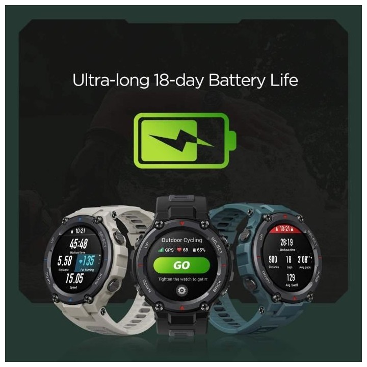 AMAZFIT T-Rex Pro - Montre connectée - Noir