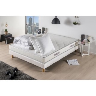 DEKO DREAM TOUT DOUX Pack pret a dormir Matelas + sommier 160x200 + co