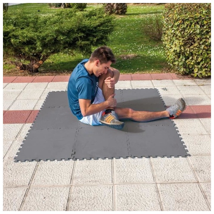 GRE Lot de 9 dalles de protection de sol - En mousse gris anthracite 5