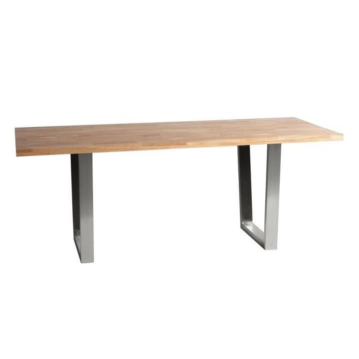 Table a manger - Décor chene et acier - L 200 x P 100 x H 76 cm - NOA