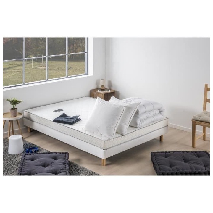DEKO DREAM TOP Pack pret a dormir Matelas 140x190 cm + Sommier + Couet