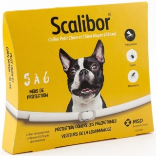 SCALIBOR Collier antiparasitaire - 48 cm - Pour petit et moyen chien (