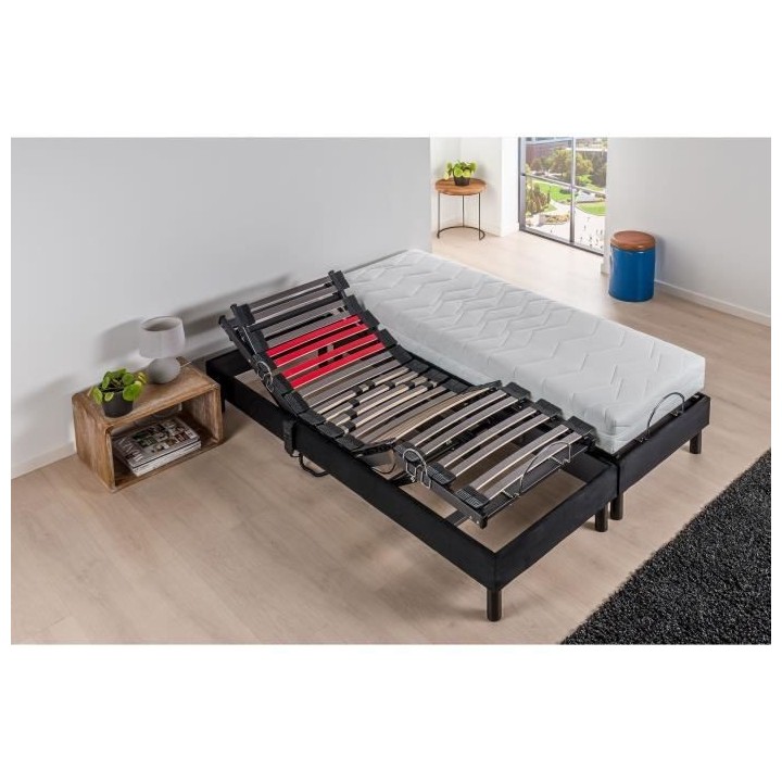 DEKODREAM Ensemble Relaxation Matelas mousse 2x90x200 cm + Sommier TPR