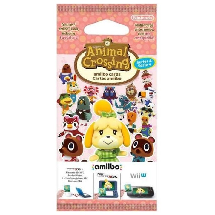 Animal Crossing - Carte Amiibo - Série 4 (paquet de 3 cartes dont 1 s