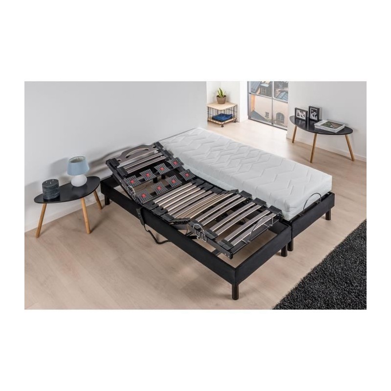 DEKO DREAM Ensemble Relaxation Matelas mousse 2x90x200 + Sommier TPR avec Plots top confort