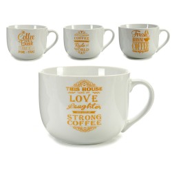 Tasse Coffee Porcelaine Doré Blanc 500 ml 24 Unités