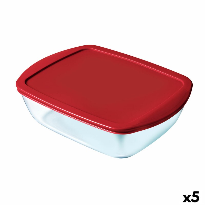 Boîte à repas rectangulaire avec couvercle Pyrex Cook & Store Rectangulaire 2,5 L Rouge verre (5 Unités)