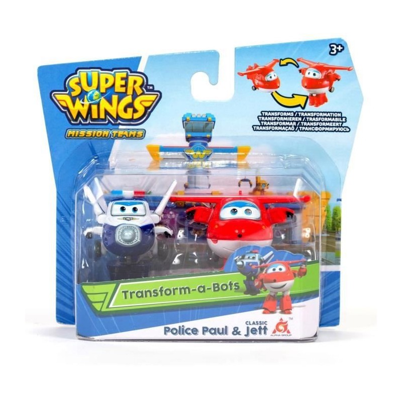 SUPER WINGS Pack de 2 figurines transformables Transform-a-bot - 5 cm - Jet & Paul