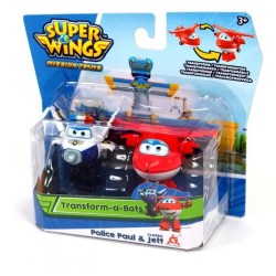 SUPER WINGS Pack de 2 figurines transformables Transform-a-bot - 5 cm - Jet & Paul