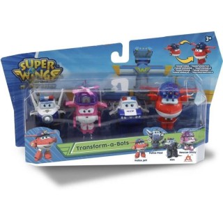 SUPER WINGS Pack de 4 figurines Transform-a-Bot - 5 cm - Transformable