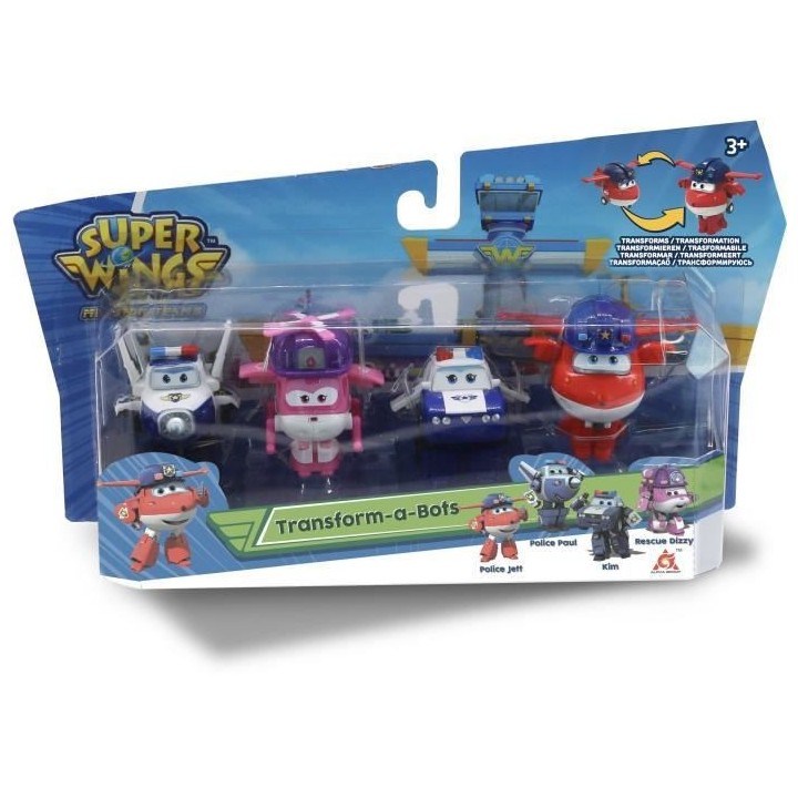 SUPER WINGS Pack de 4 figurines Transform-a-Bot - 5 cm - Transformable
