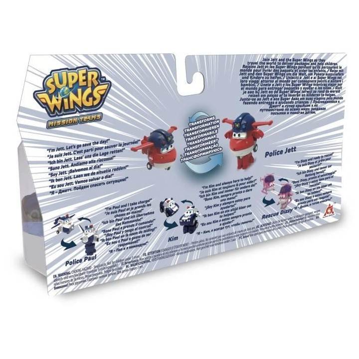 SUPER WINGS Pack de 4 figurines Transform-a-Bot - 5 cm - Transformable