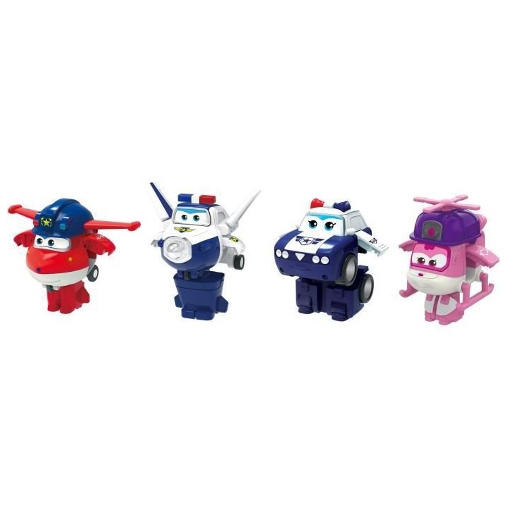 SUPER WINGS Pack de 4 figurines Transform-a-Bot - 5 cm - Transformable