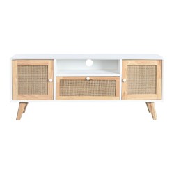 Meubles de télévision DKD Home Decor 120 x 30 x 50 cm Blanc Rotin Bois de paulownia