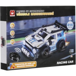 Voiture télécommandée Racing AUER Wise Block - Blanc, bleu et noir - Voiture a Assembler de 414 Pieces - Alimentation pile