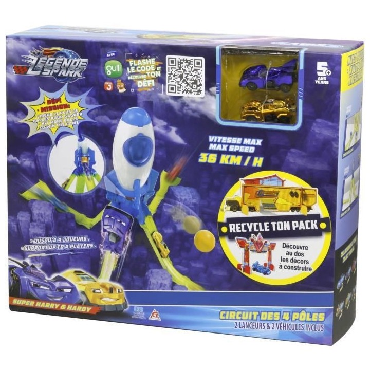 LA LÉGENDE DE SPARK Circuit Voiture 4 Pôles +2 Lanceurs Évolution T
