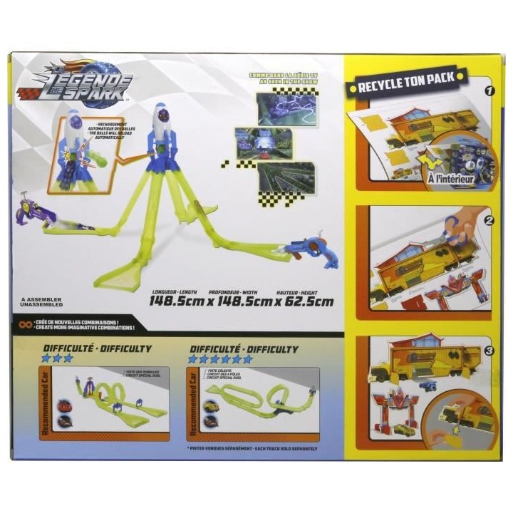 LA LÉGENDE DE SPARK Circuit Voiture 4 Pôles +2 Lanceurs Évolution T