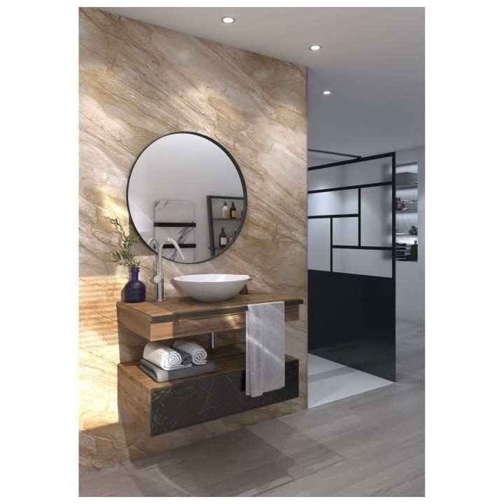 AURYS - Miroir rond - cadré atelier -diametre 800 mm