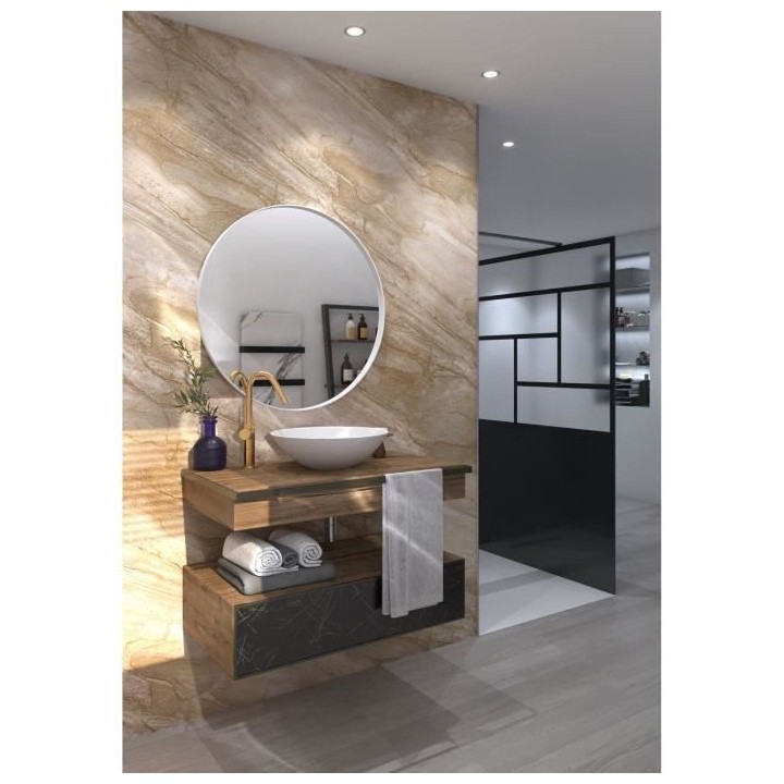 AURYS - Miroir rond - cadré atelier - diametre 800 mm