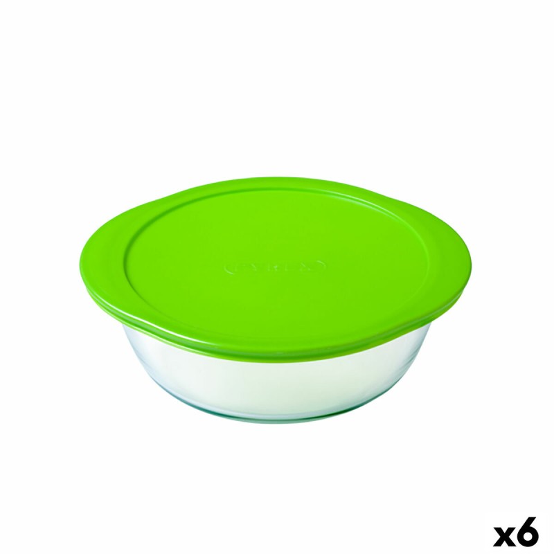 Panier-repas rond avec couvercle Pyrex Cook & Store 27 x 24 x 8 cm Vert 2,3 L Silicone verre (6 Unités)