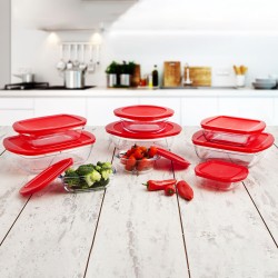 Panier-repas rond avec couvercle Ô Cuisine Cook&store Ocu 27 x 24 x 8 cm Rouge 2,3 L Silicone verre