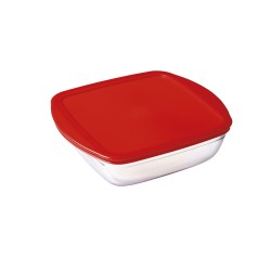 Panier-repas carré avec couvercle Ô Cuisine Cook&store Ocu Rouge 25 x 22 x 7 cm 2,2 L Silicone verre (5 Unités)